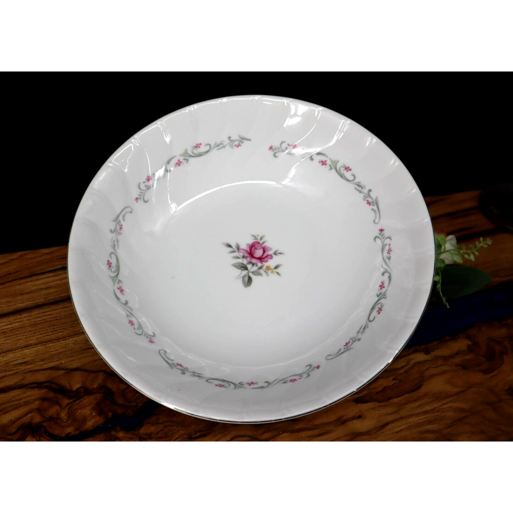 Vintage Royal Swirl Fine China Rose Floral Porcelain Round Serving Bowl Dish